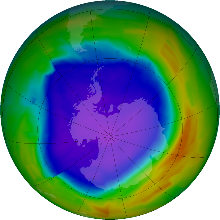 Antarctic ozone map for 08 October 2011